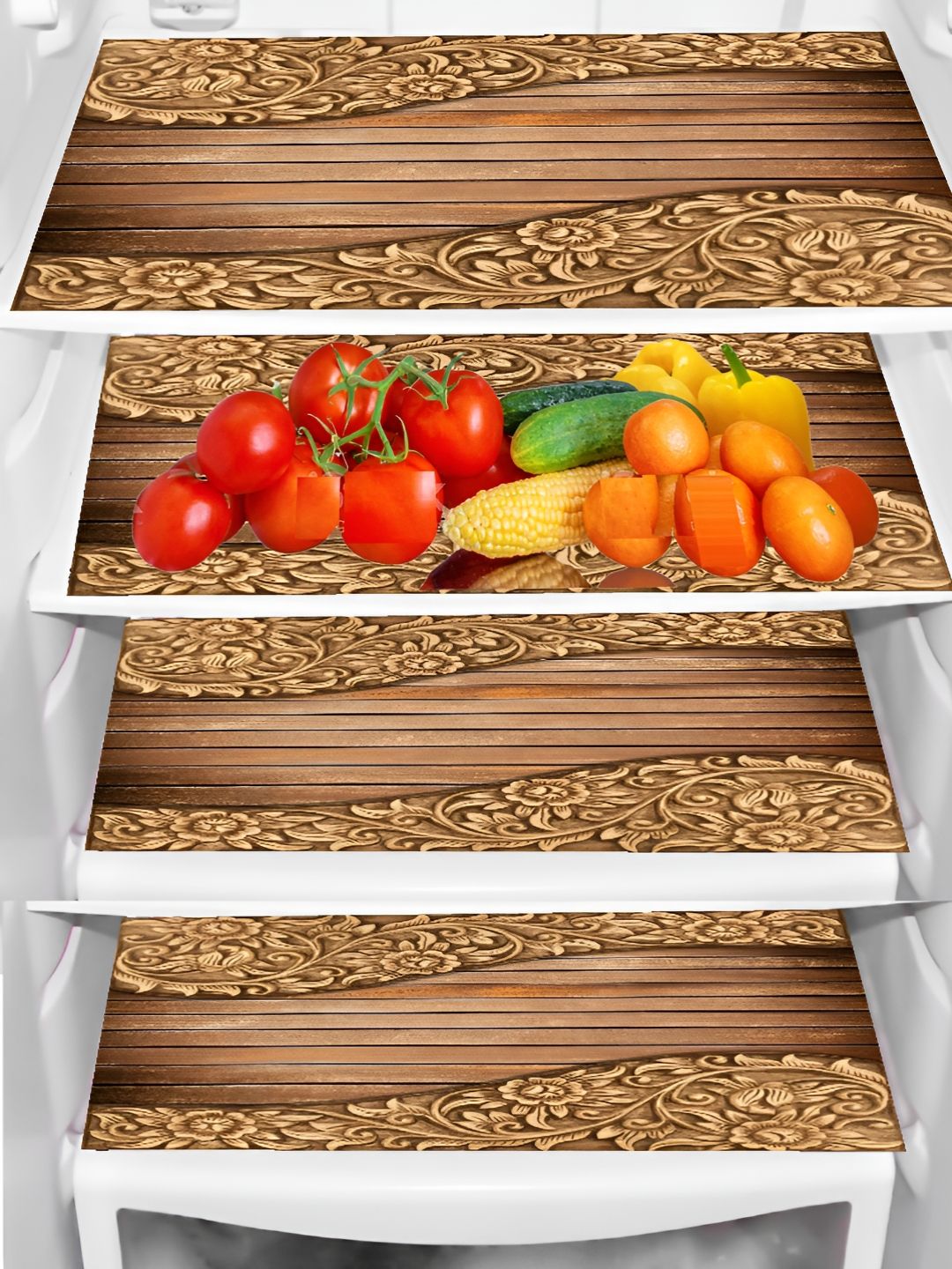 Aura 4-Pcs Brown Printed Fridge Organisers-image-32