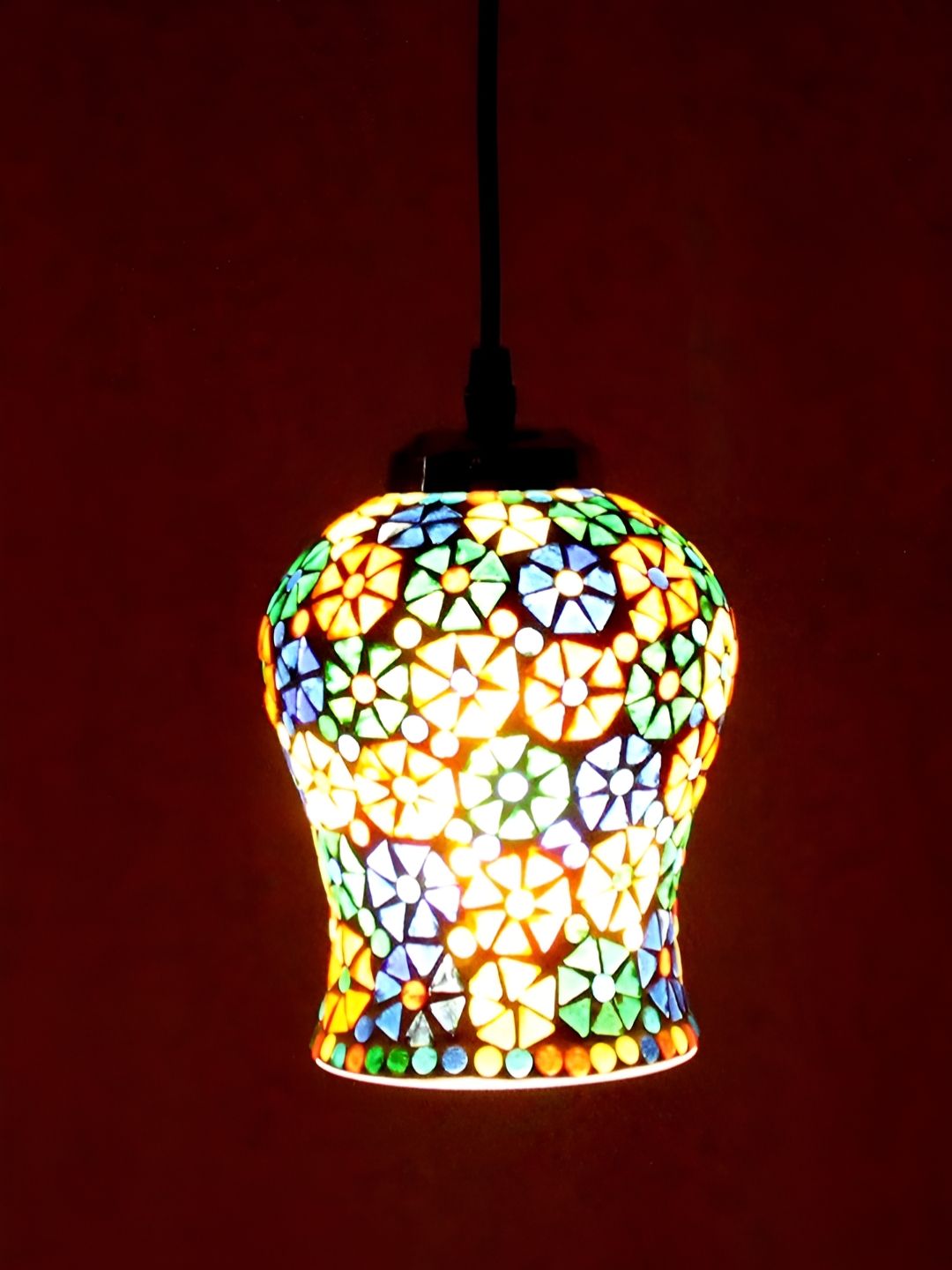 KINIS White & Red Colourblocked Glass Quirky Ceiling Lamp-image-36