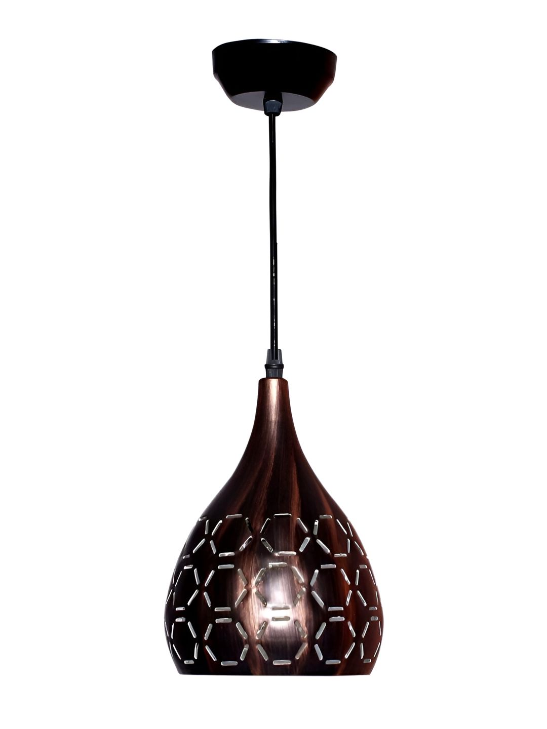 KINIS Coffee Brown & White Textured Bell Aluminium Ceiling Lamp-picture-23