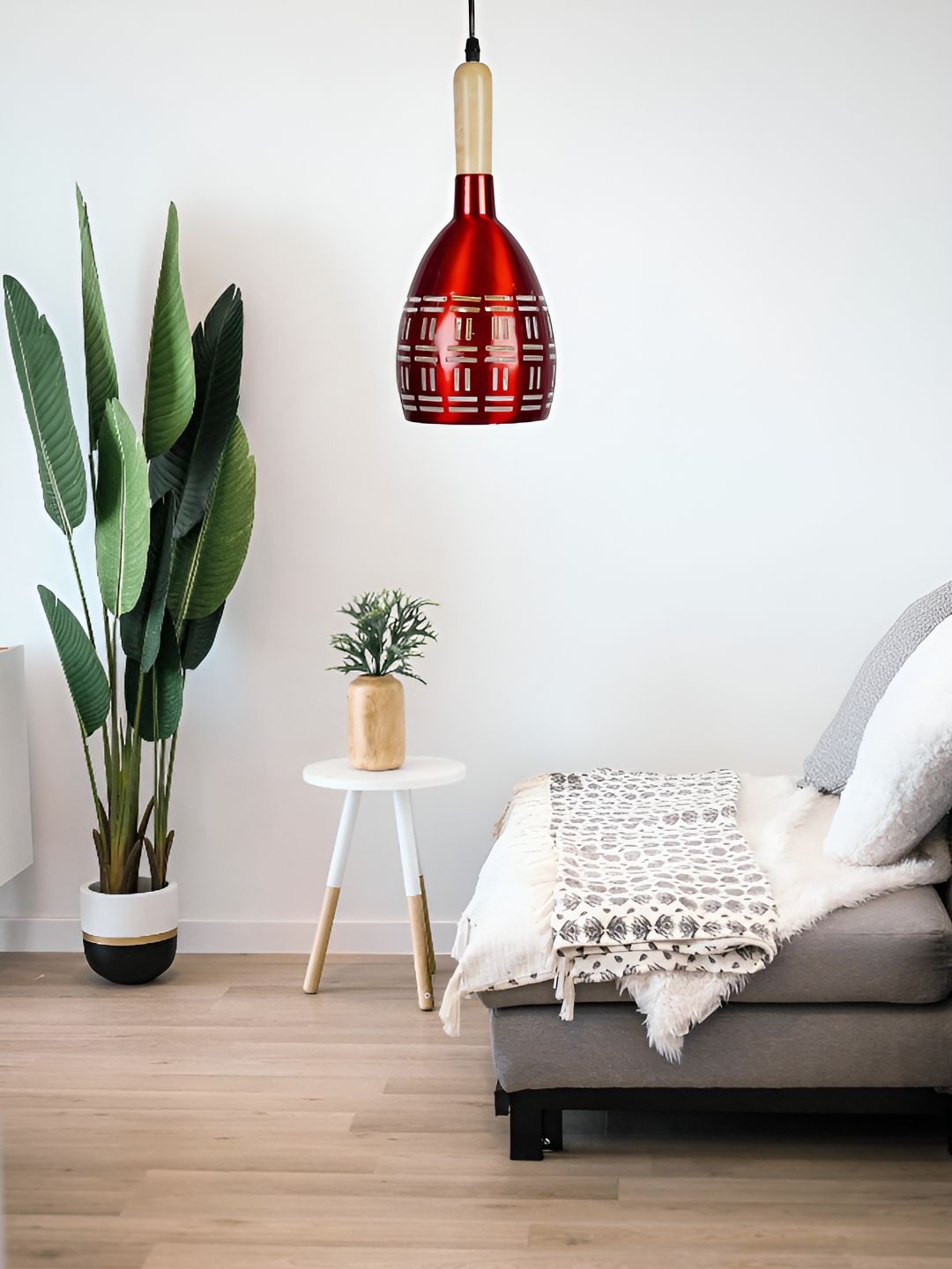 KINIS Maroon & Beige Textured Aluminium Quirky Hanging Light Ceiling Lamp-picture-35