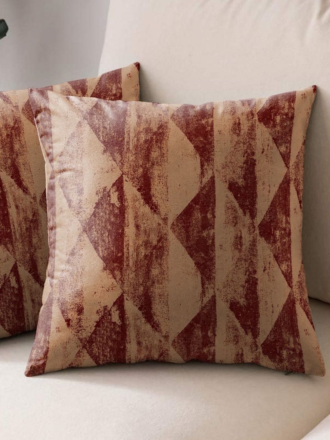 Aura Maroon 2 Pieces Abstract Printed Square Cushion Covers-picture-11