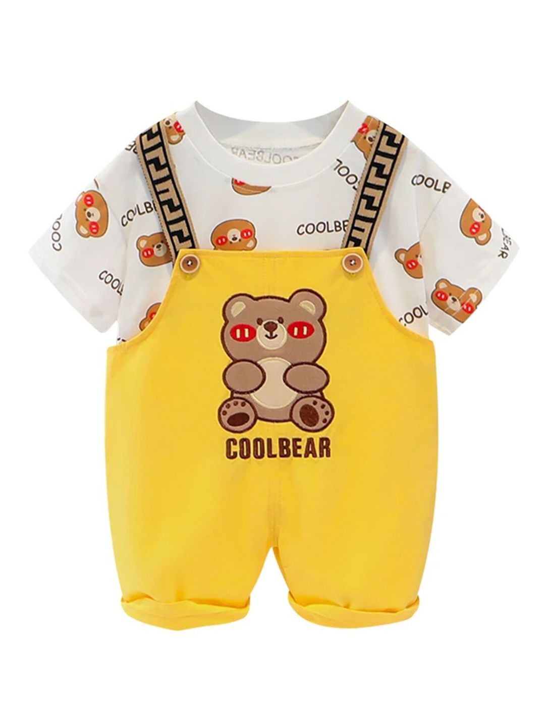 Bold N Elegant Infants Bear Printed Short Dungaree With T-Shirt-picture-15
