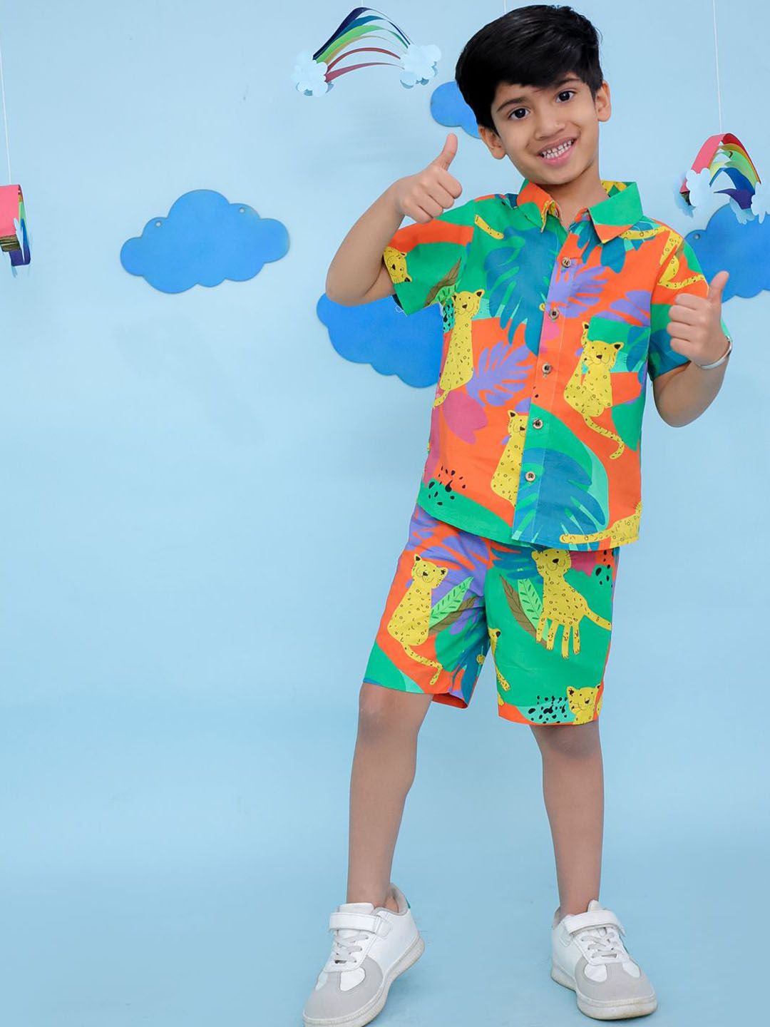 Vastrarth Boys Printed Pure Cotton Shirt With Shorts-picture-35