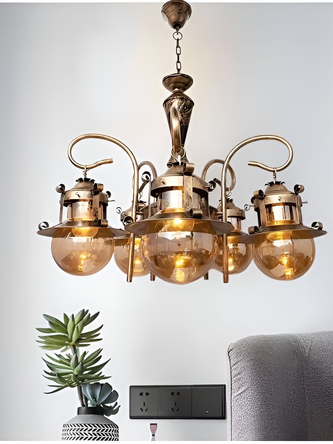 KINIS Gold-Toned & Copper-Toned Quirky Metal Ceiling Lamp-image-28