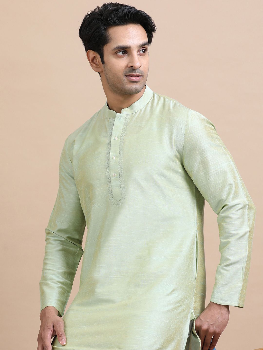 TATTVA Men Embroidered Thread Work Summer Sheers Kurta-picture-51