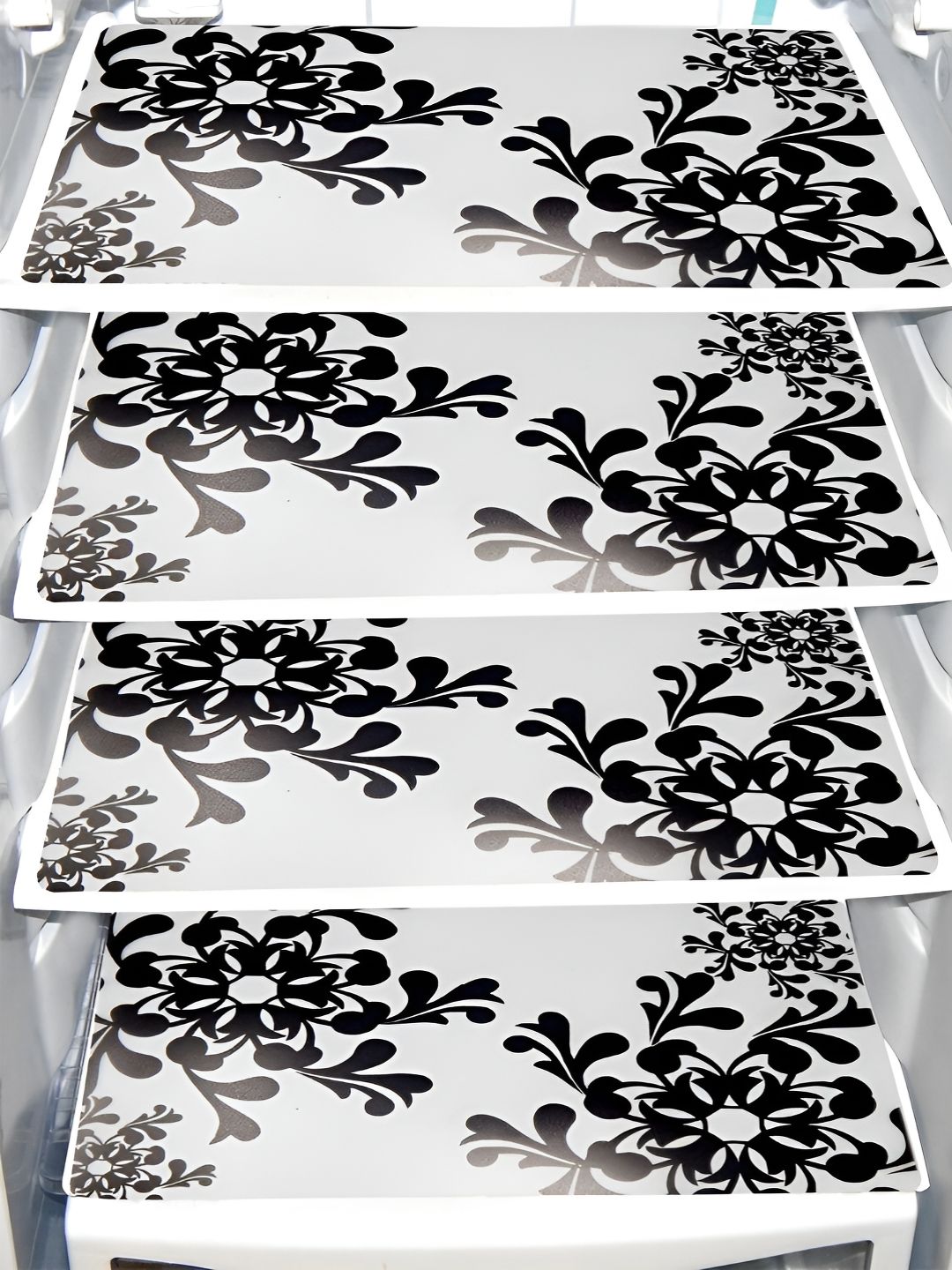 Aura 4-Pcs White & Black Printed Water Proof Fridge Mats-image-16