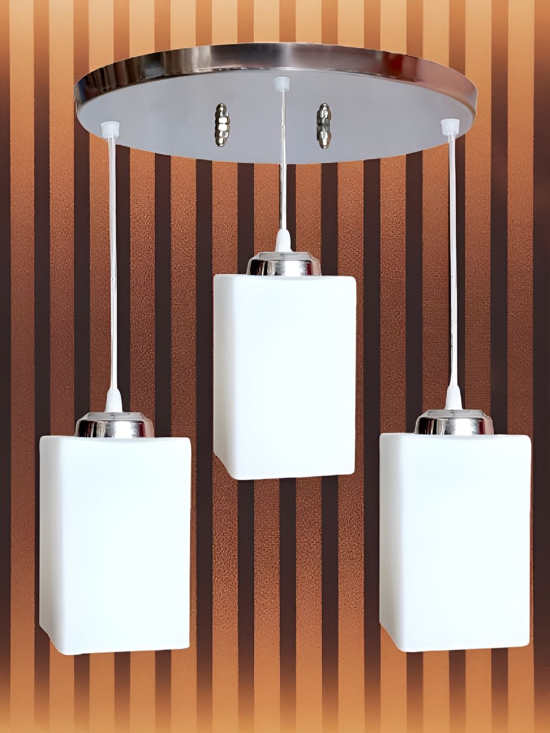 KINIS White & Black Square Shaped Glass Ceiling Lamp