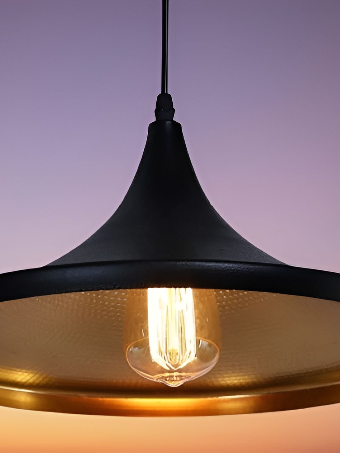 KINIS Black & Gold-Toned Aluminium Triangle Shaped Ceiling Lamp-picture-35