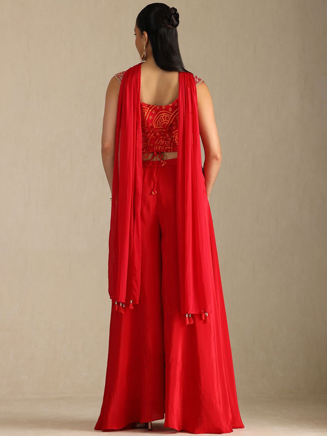 Women Ethnic Motifs Embroidered Regular Mirror Work Kurti with Palazzos & With Dupatta