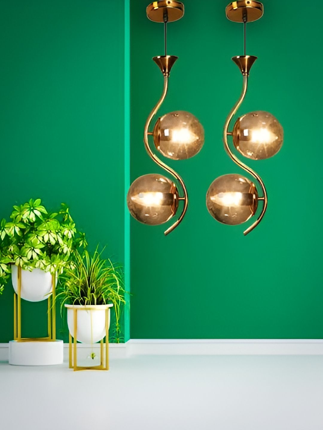 KINIS Gold-Toned 2 Pieces Metal Spherical Shaped Ceiling Lamps-picture-43