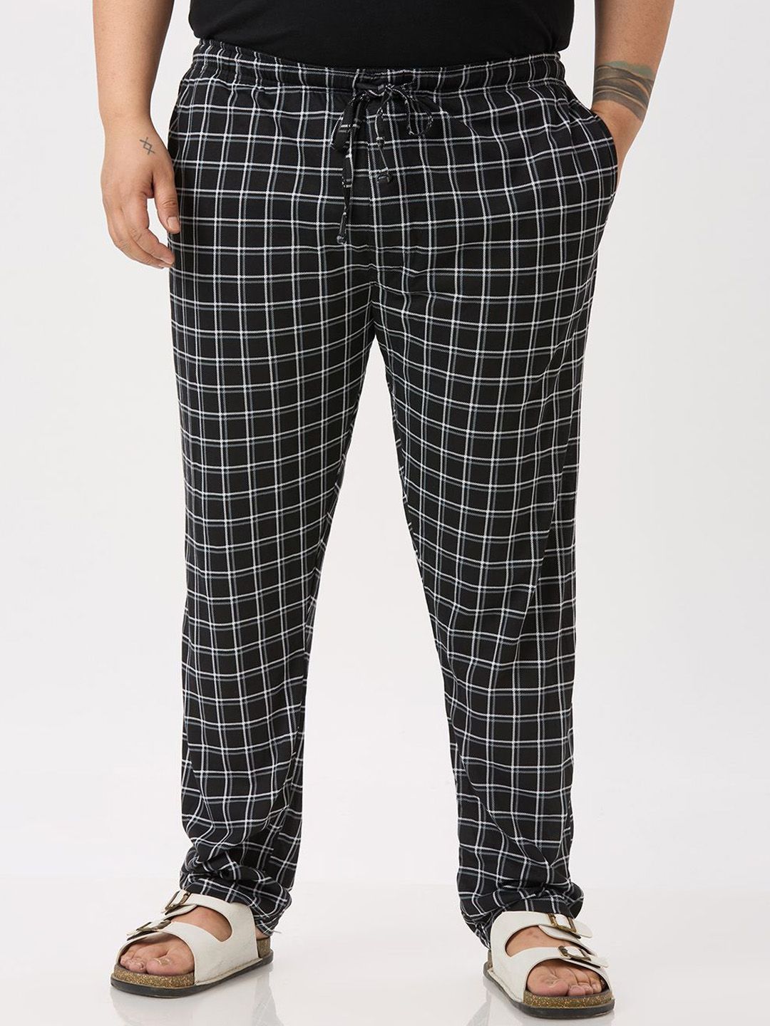 Santonio Checked Pure Cotton Straight Lounge Pants-image-25