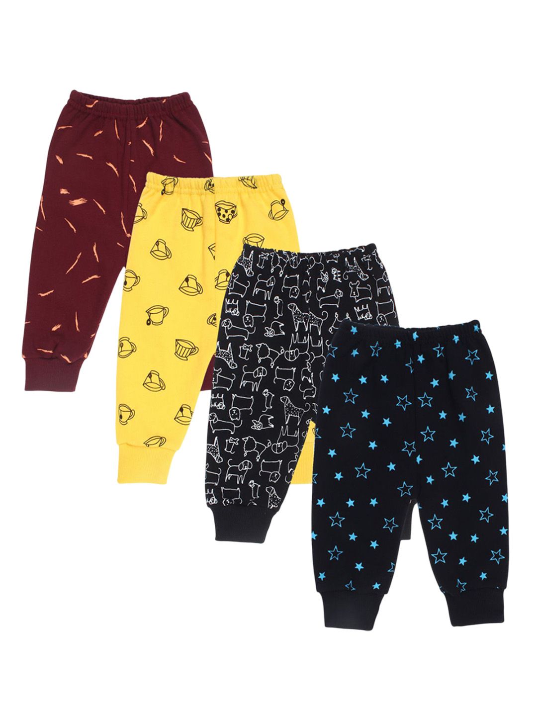CLAP Kids Pack Of 4 Printed Mid-Rise Joggers-image-19