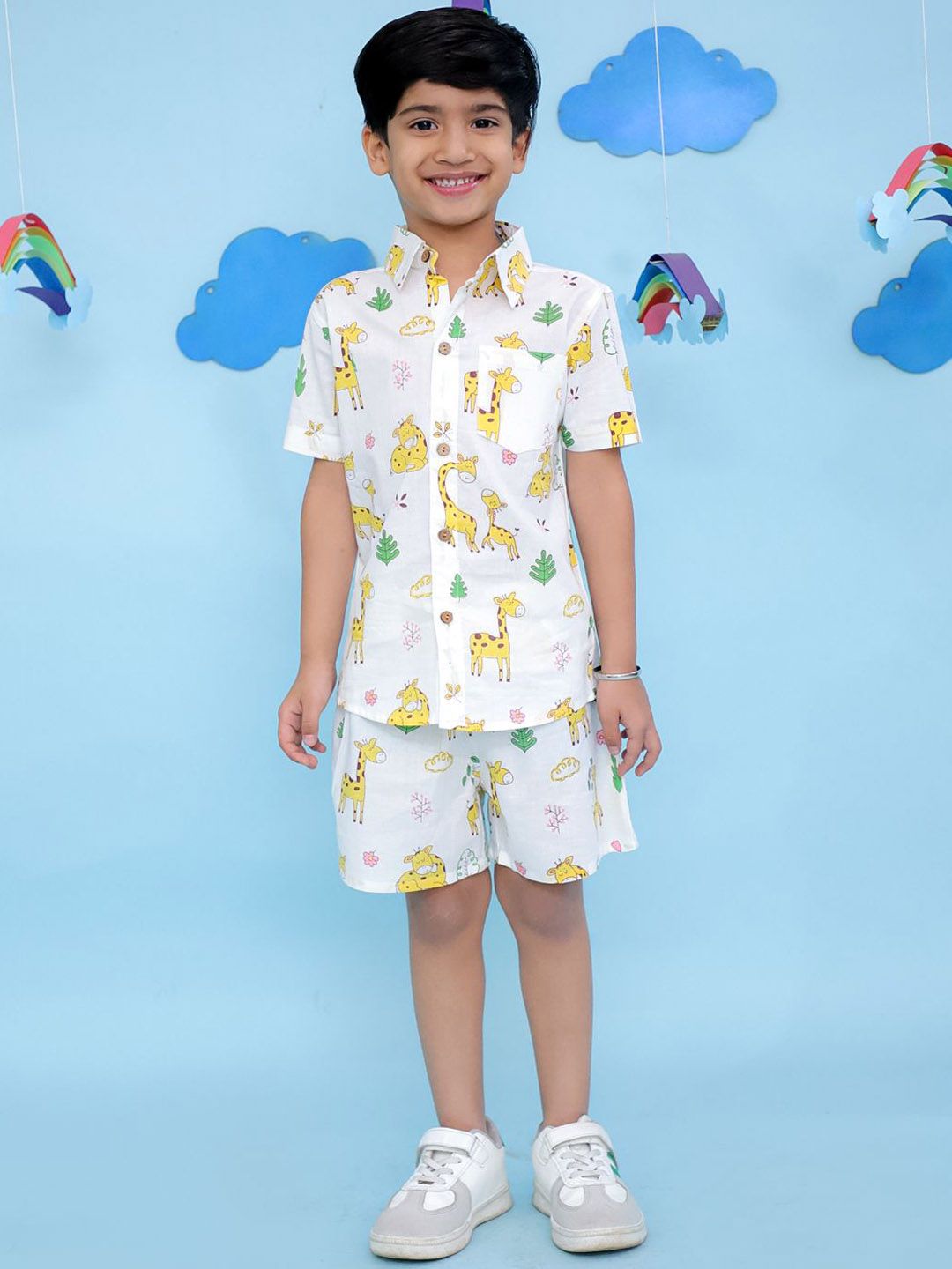 Vastrarth Boys Printed Pure Cotton Shirt With Shorts-picture-20