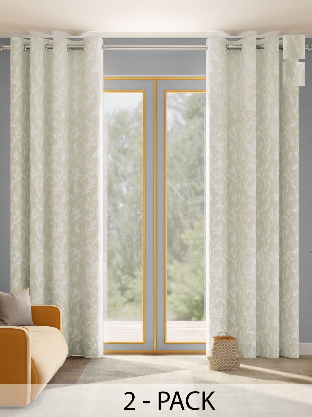 haus & kinder Off White Set of 2 Embroidered Room Darkening Door Curtain-picture-28