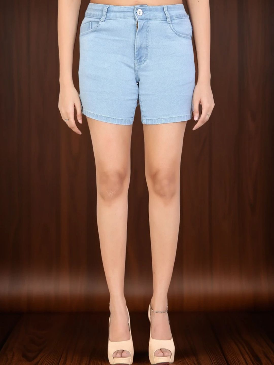 DressBerry Basics Women Washed High-Rise Denim Denim Shorts-picture-35