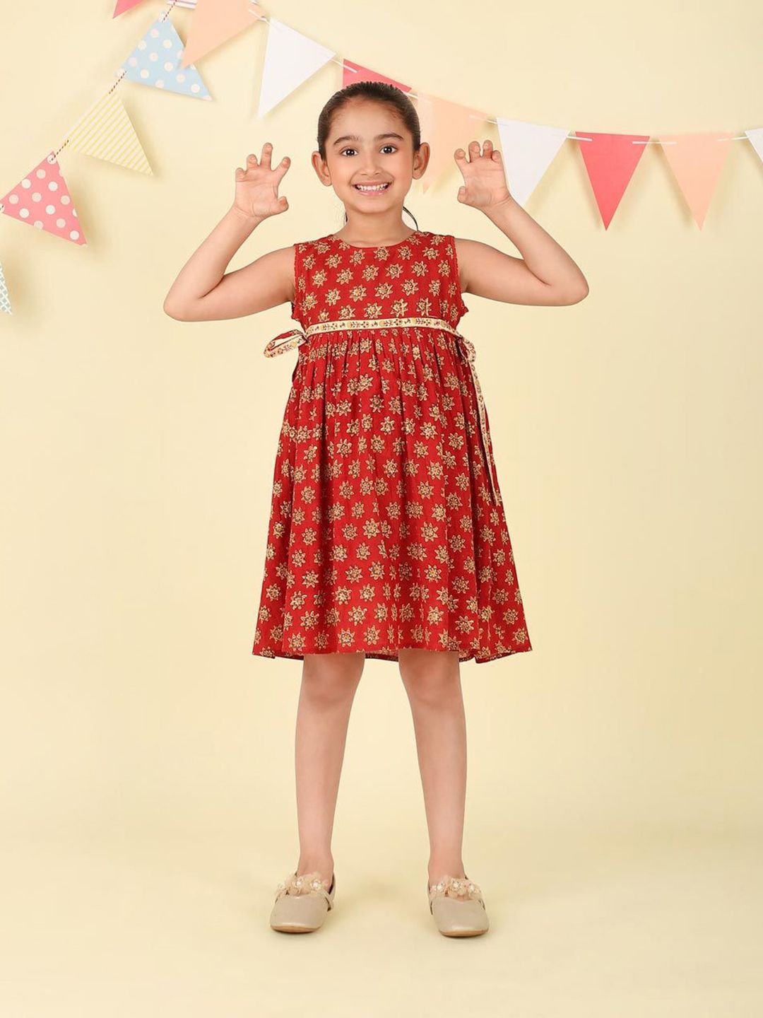 Fabindia Girls Ethnic Motifs Printed A-Line Dress-picture-27