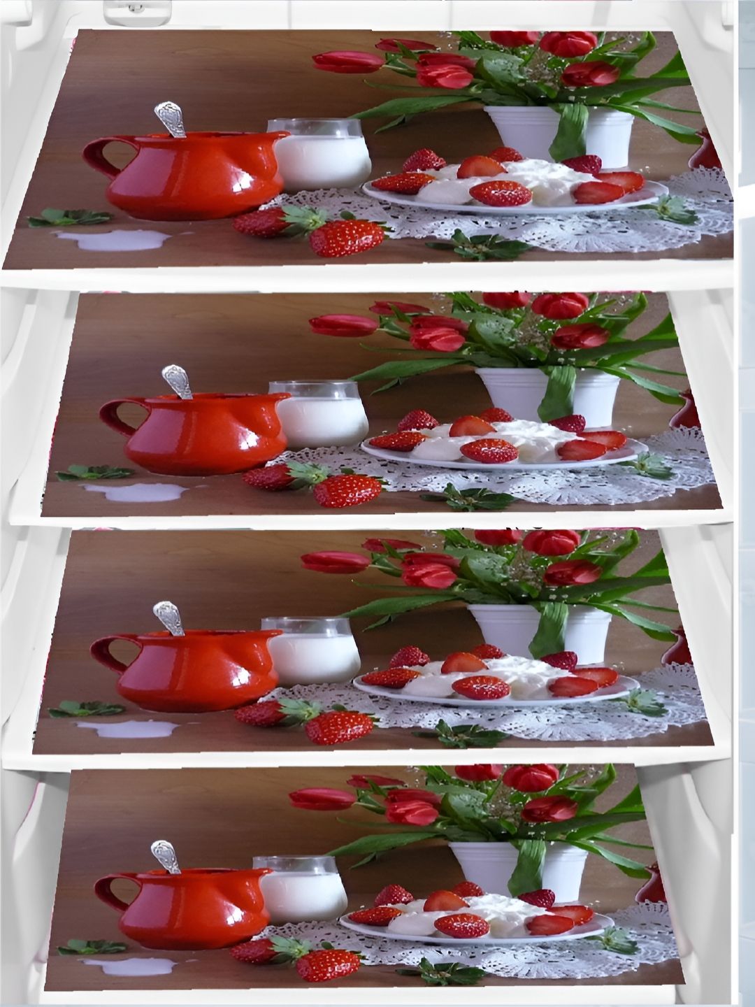 Aura 4-Pcs Brown & Red Printed Fridge Organisers-image-16