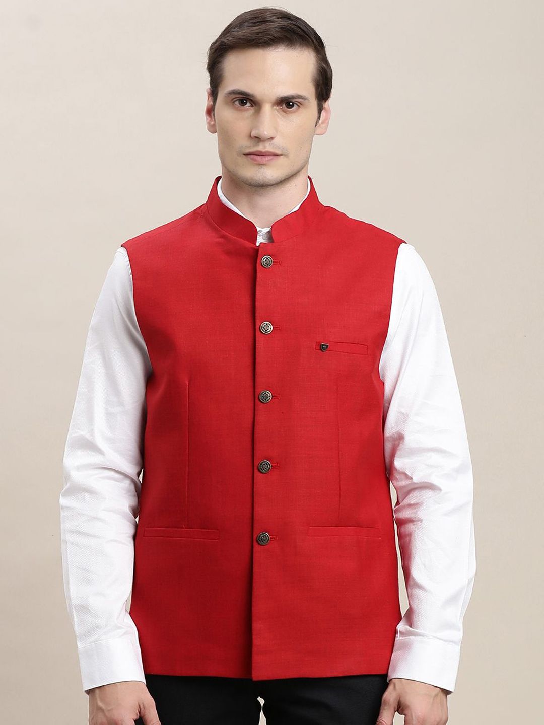 Turtle Sleeveless Nehru Jacket-picture-40