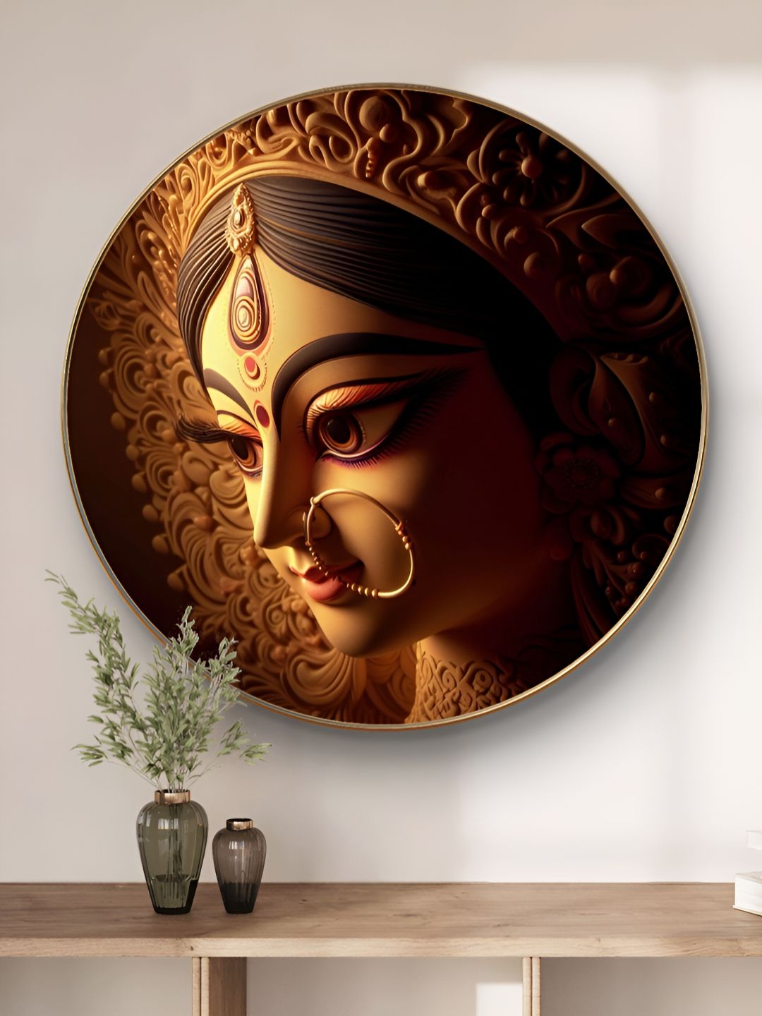 Myntra Elegant Homes Brown & Cream-Coloured 1 Piece Wood Other Wall Paintings-image-29