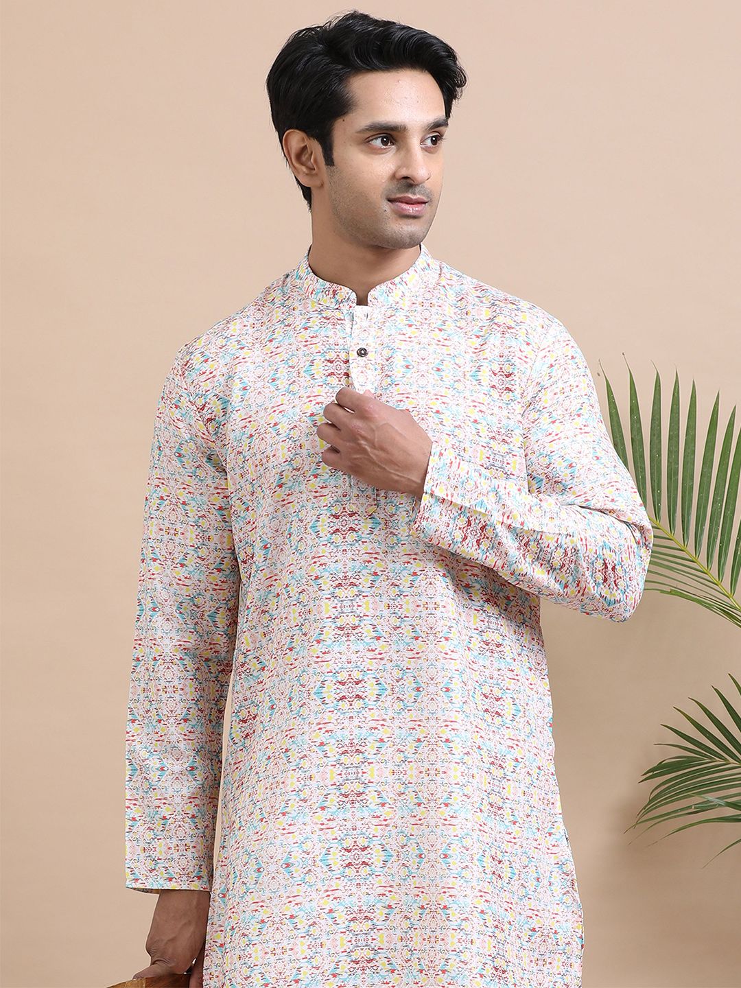 TATTVA Men Geometric Printed Summer Sheers Kurta-picture-17
