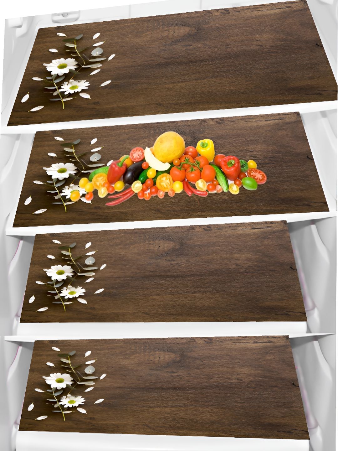 Aura Brown Set of 4 Piece Printed Heat Resistant Fridge Mats-image-48