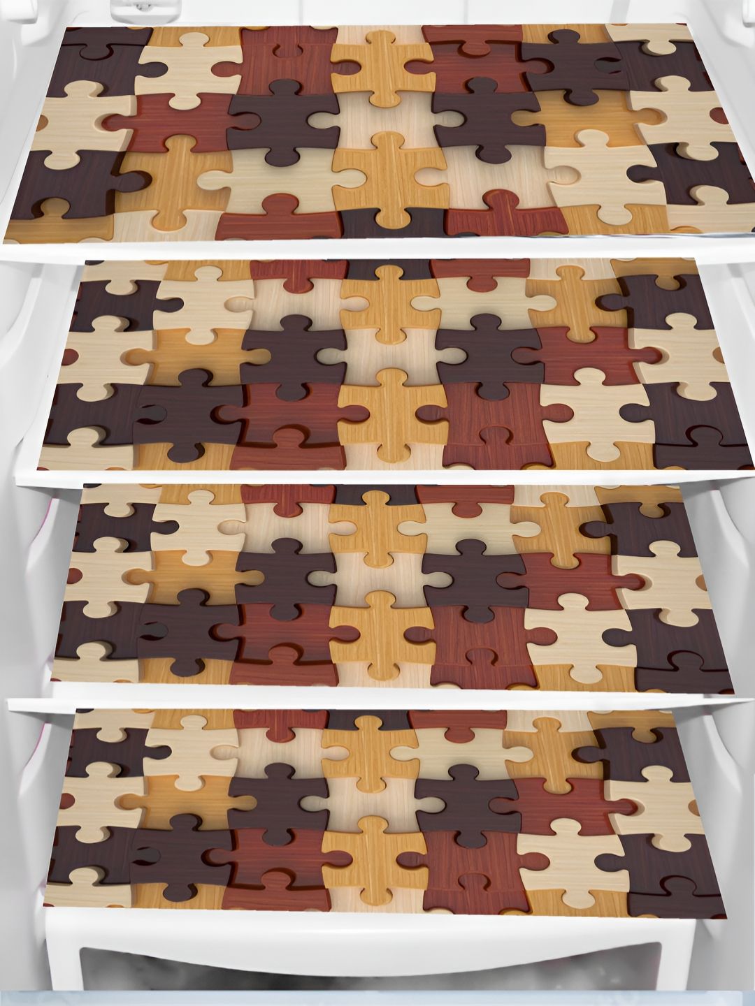Aura 4-Pcs Brown & Beige Printed Fridge Organisers-picture-4