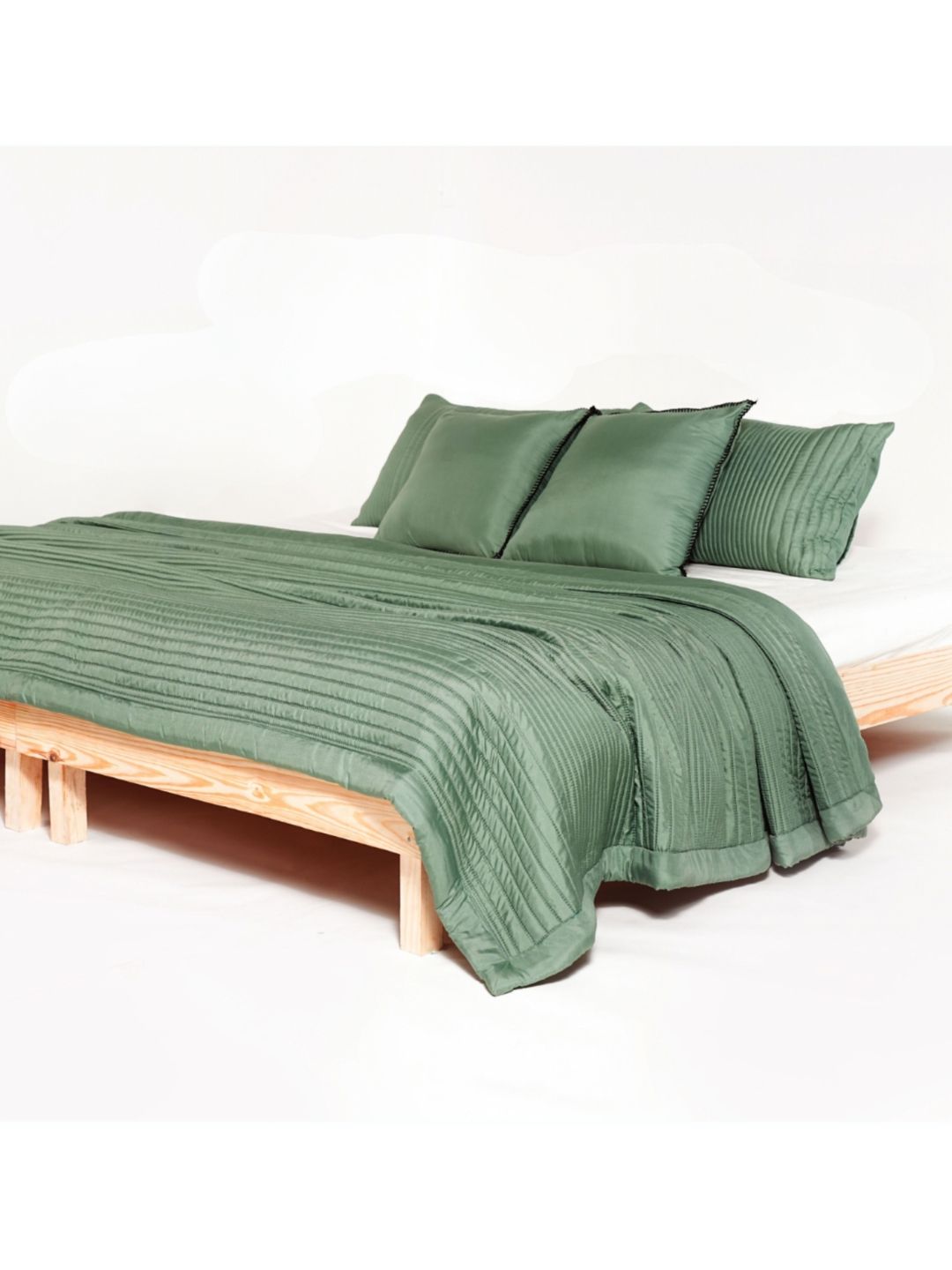 Zarf Green Striped Microfiber AC Room 400 GSM Double Bed Comforter-image-31