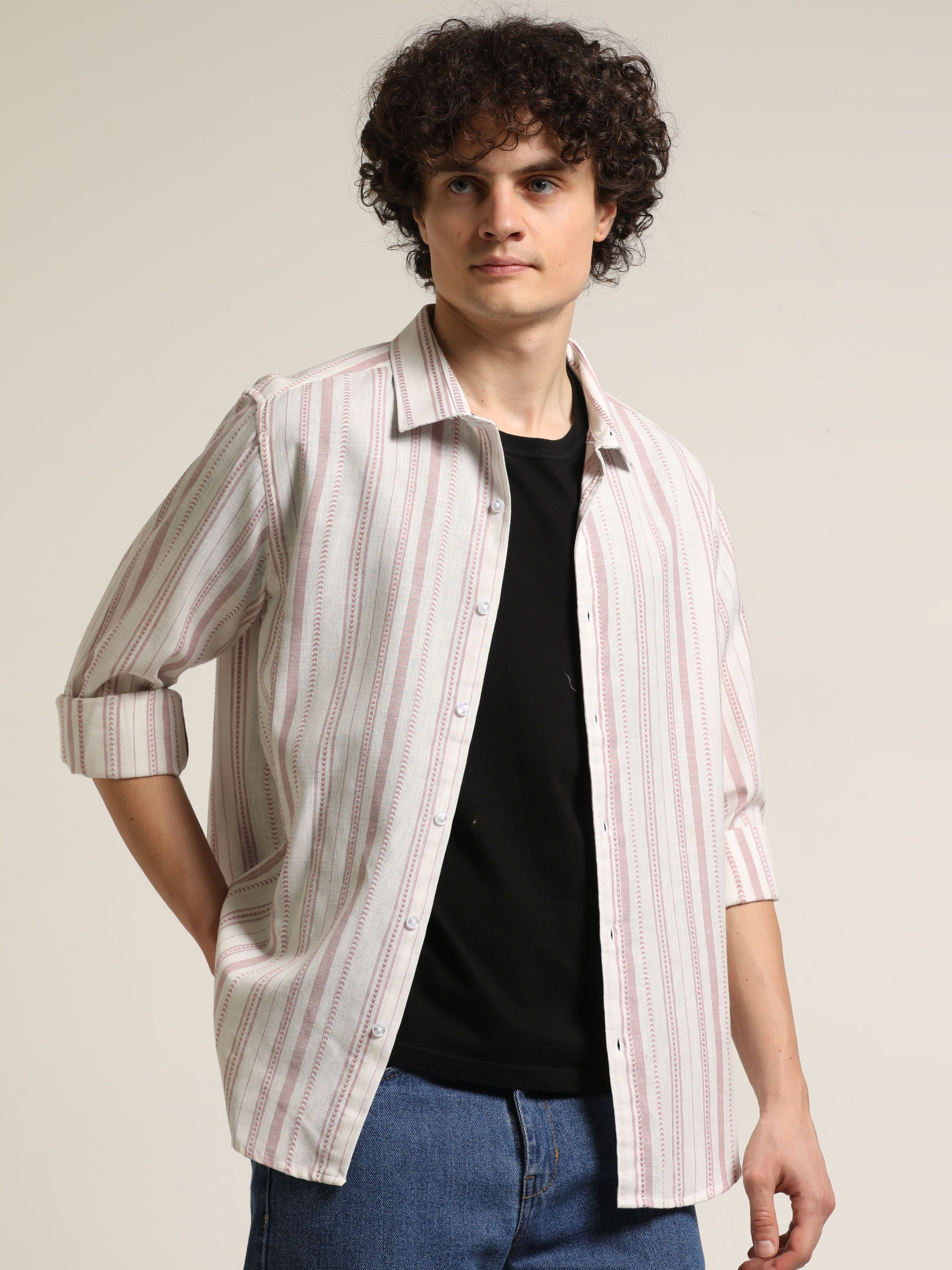 Bushirt Men Classic Striped Casual Shirt-picture-19