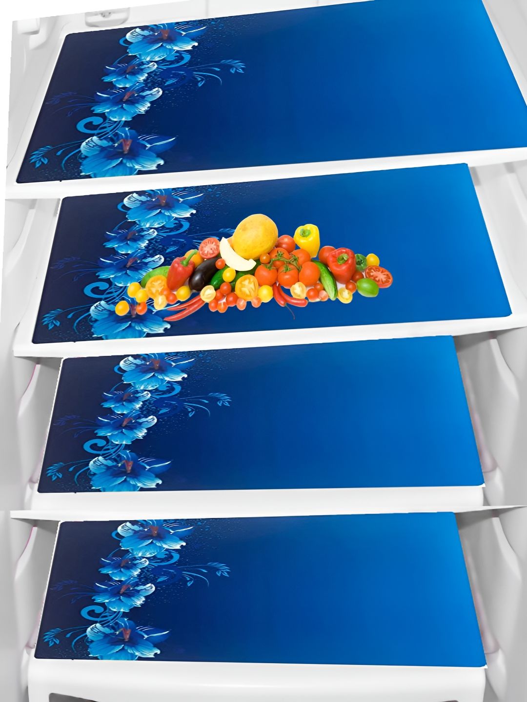 Aura Blue Set of 4 Piece Printed Heat Resistant Fridge Mats-picture-38