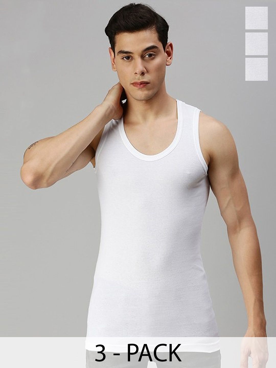 CAVENDERS Pack Of 3 Scoop Neck Pure Cotton Basic Vests - C22=-SWIFT---3---85-picture-9