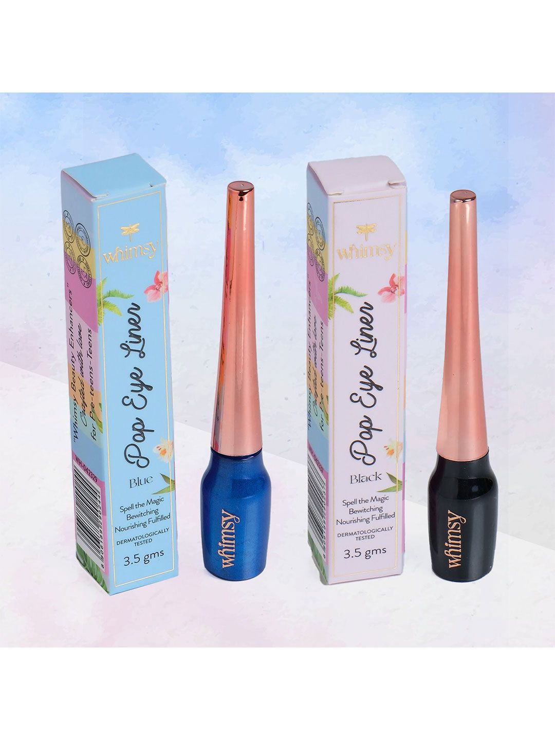 Whimsy Beauty Set Of 2 Pop Smudge Proof Liquid Eye Liner - 3.5 g Each - Black-Blue-image-15