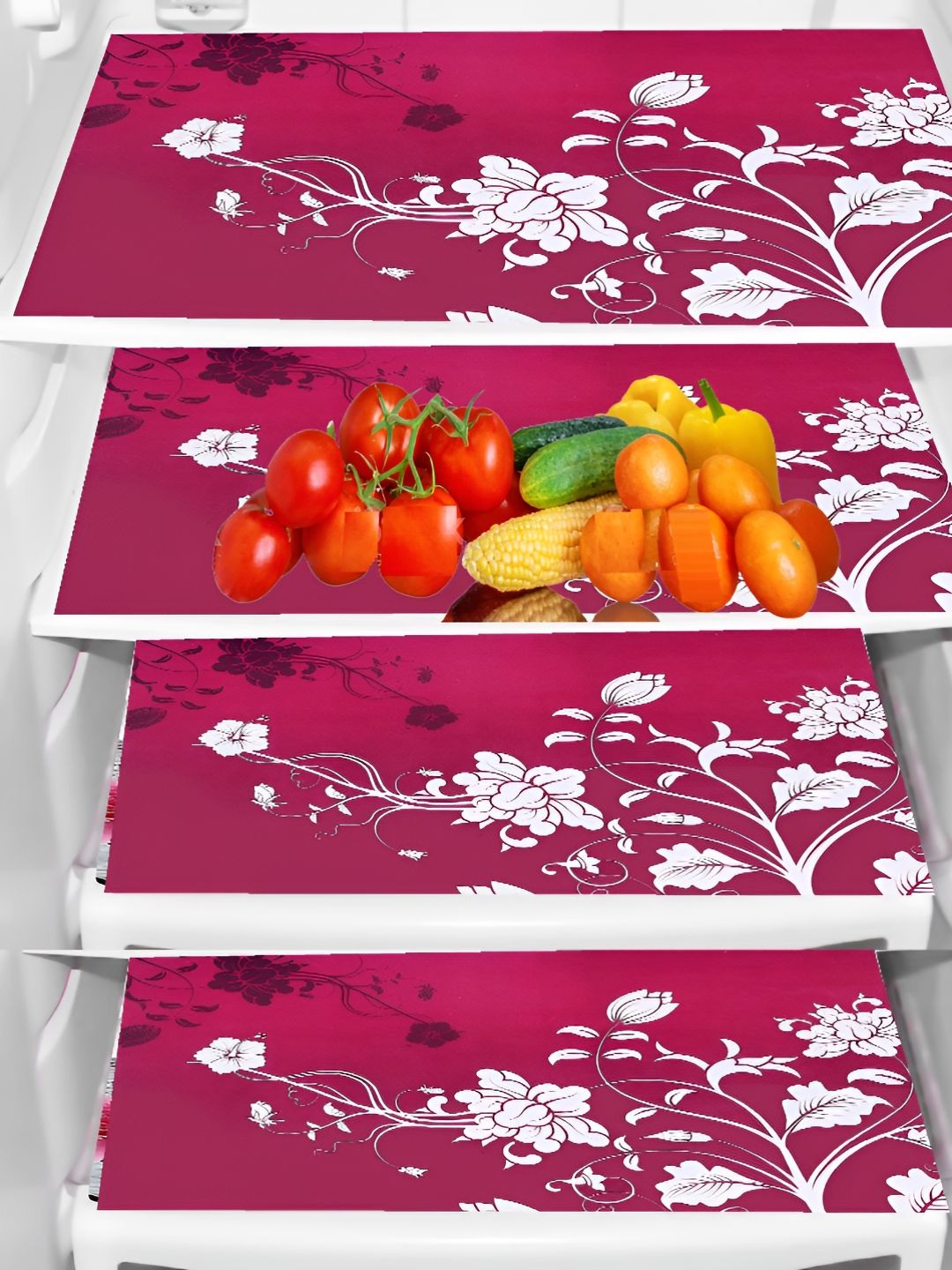 Aura 4-Pcs Pink & White Printed Fridge Organisers-picture-42