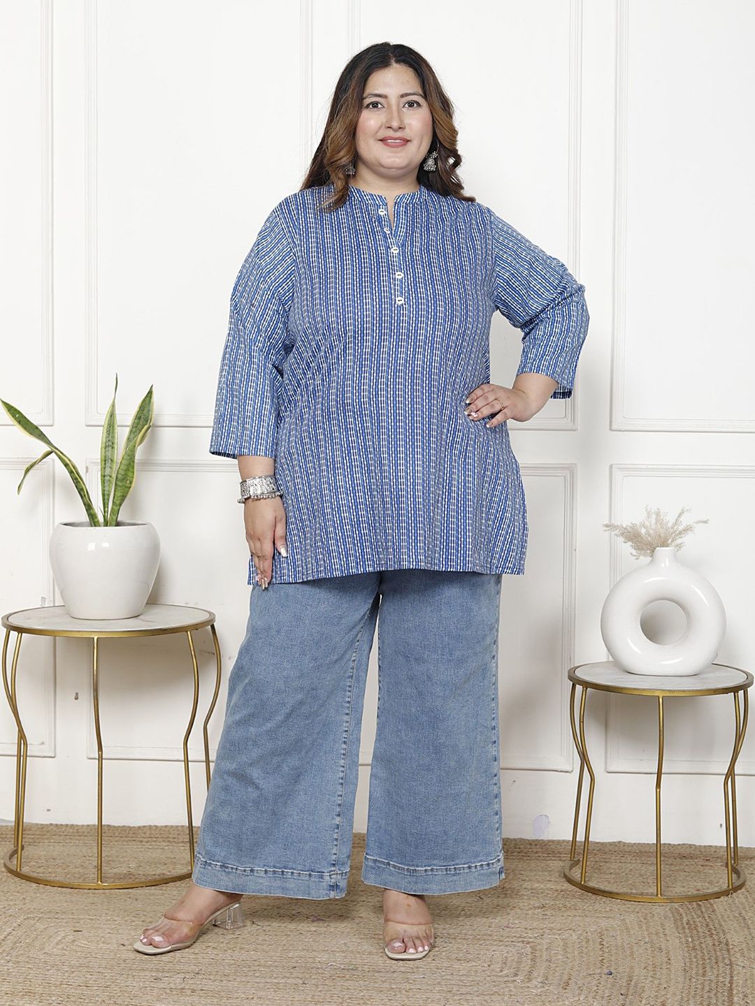 KALINI Women Floral Printed Mandarin Collar Pure Cotton Kurti-picture-20