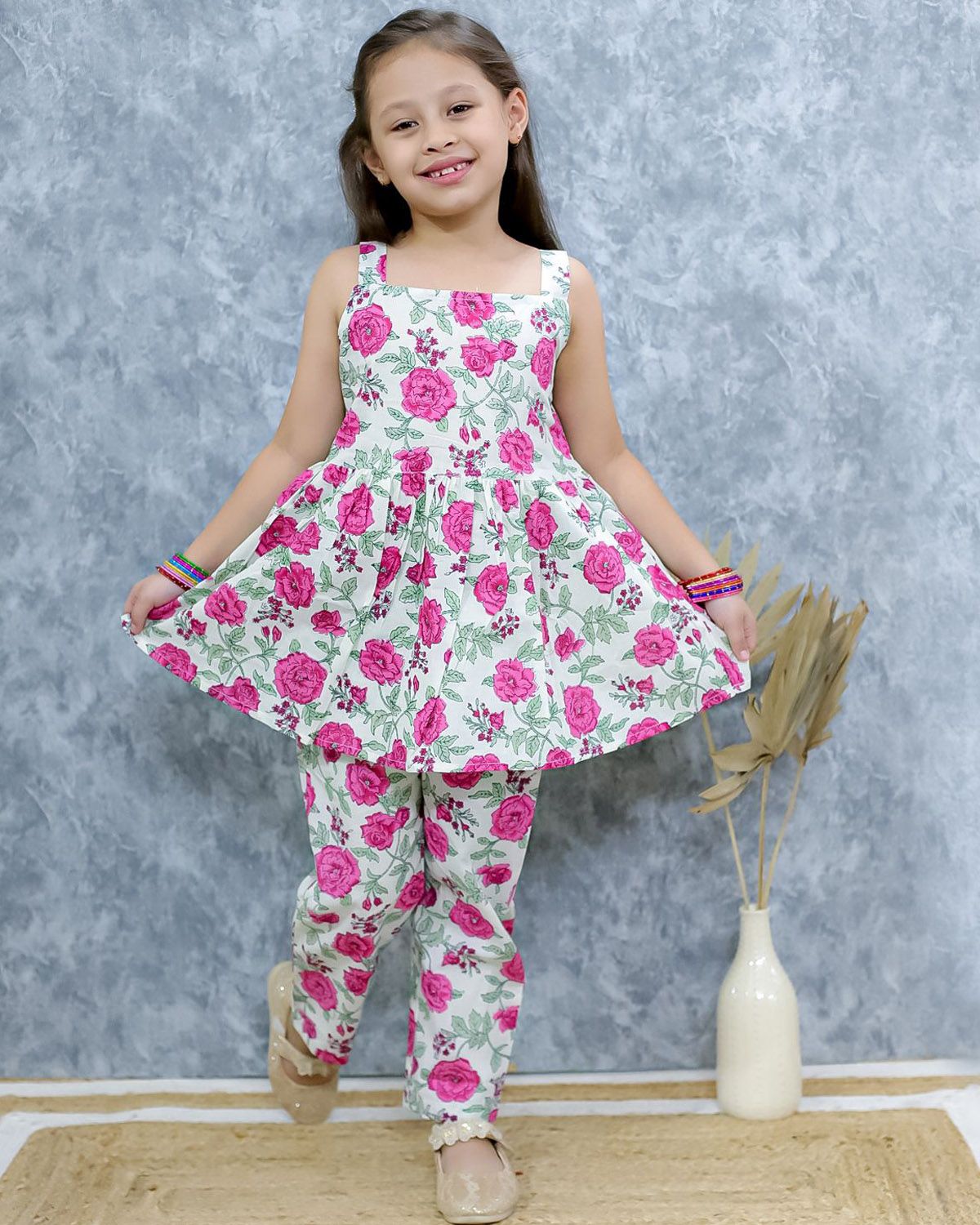 Vastrarth Girls Printed Pure Cotton Tunic With Trousers-picture-14