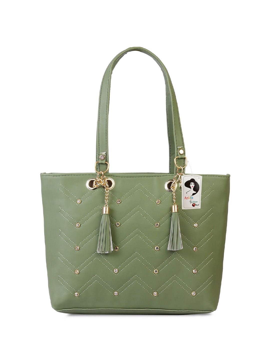 Ankita Fashion World Embellished PU Structured Shoulder Bag with Quilted-picture-12