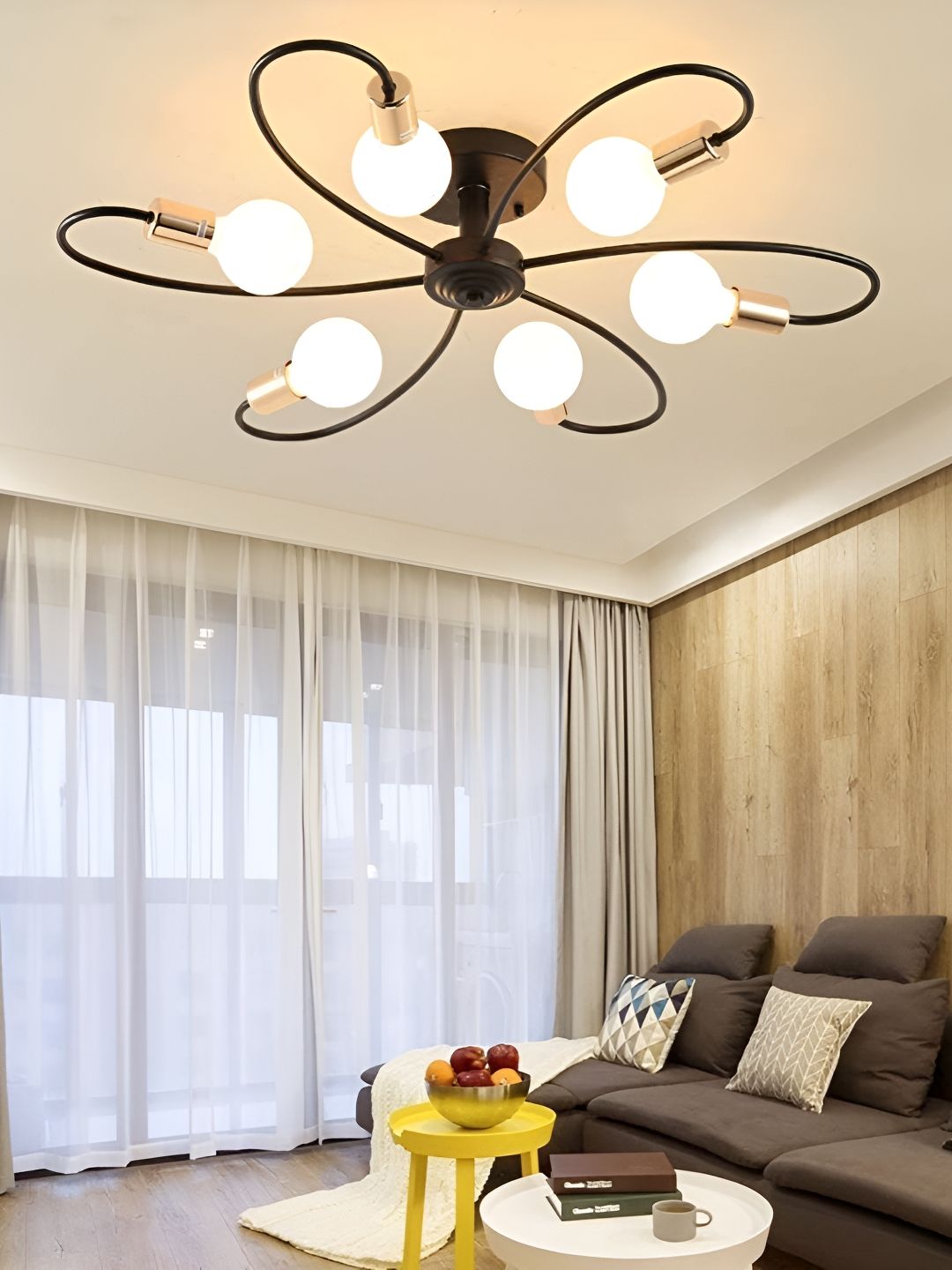 KINIS Gold-Toned & White Abstract Shaped Ceiling Lamp-image-3