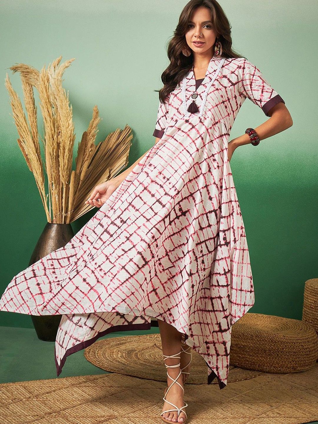 all about you Tie and Dye Print Fit & Flare Cotton Dress