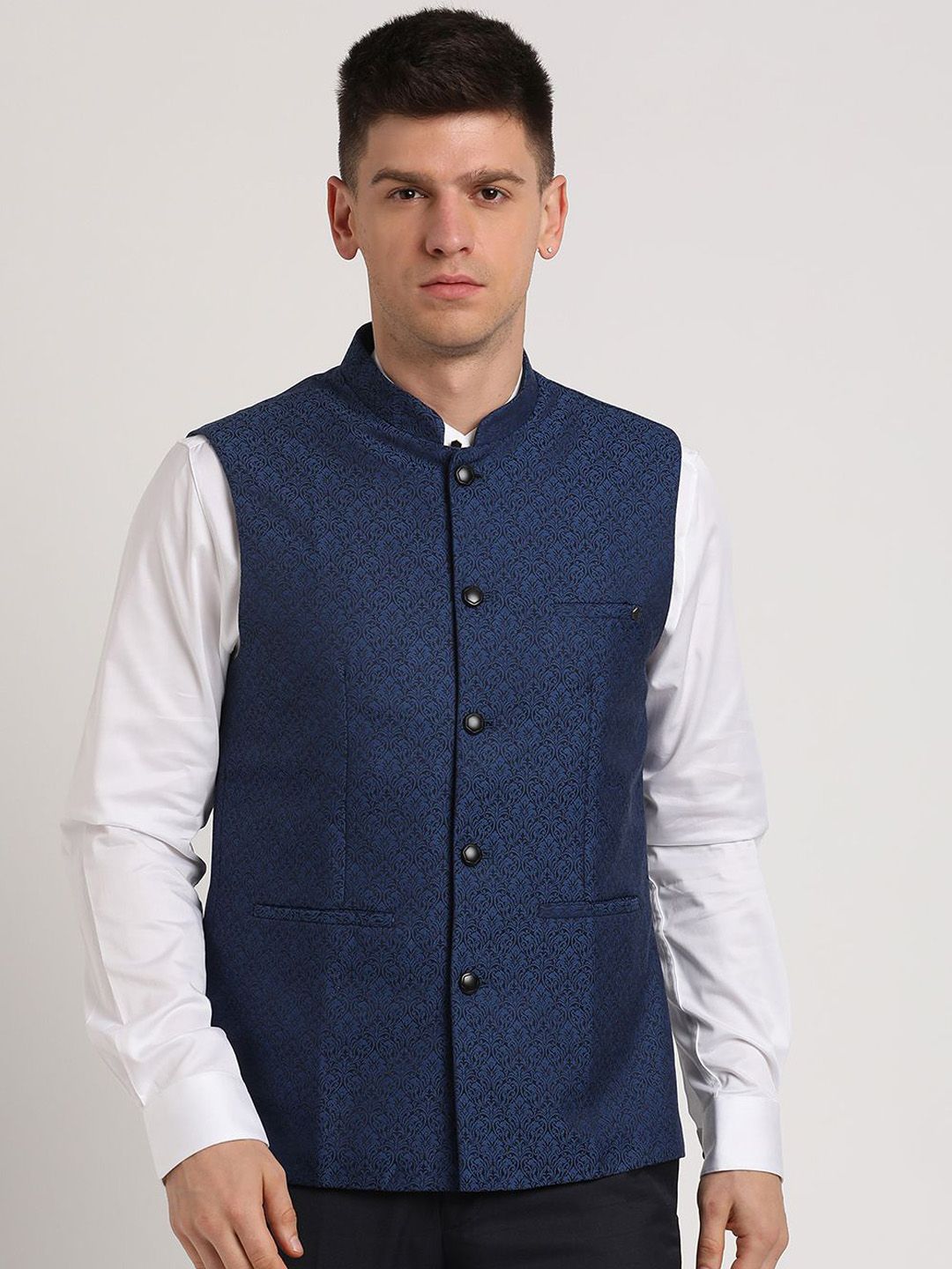 Turtle Jacquard Printed Nehru Jacket-picture-37