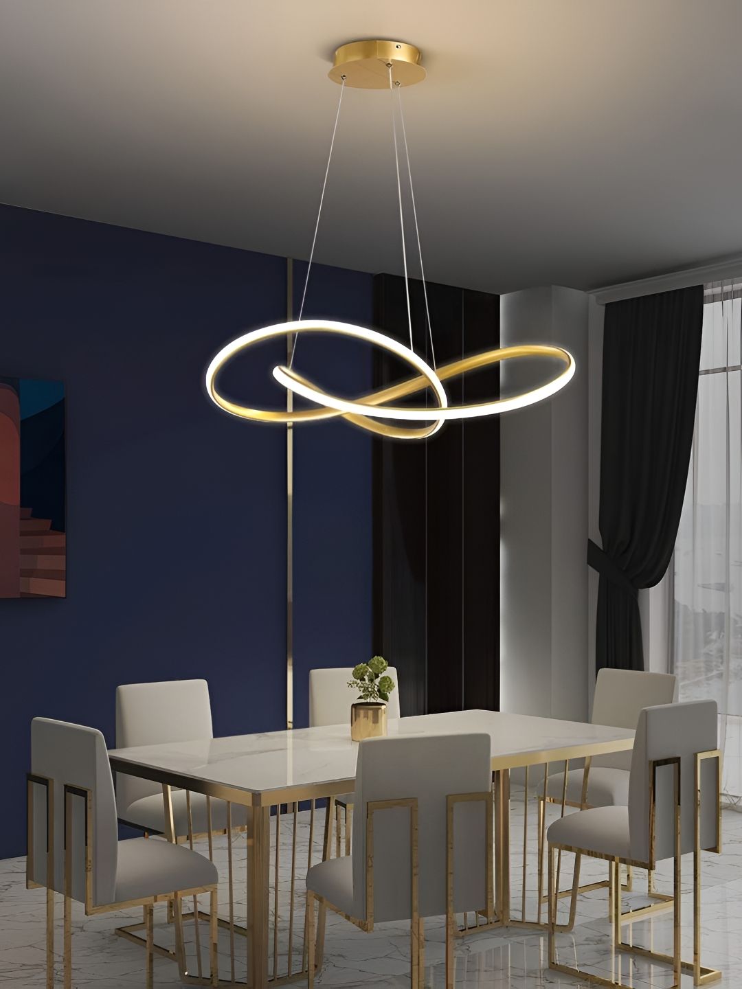 KINIS Gold-Toned & White Textured Abstract Shaped Ceiling Lamp-picture-41
