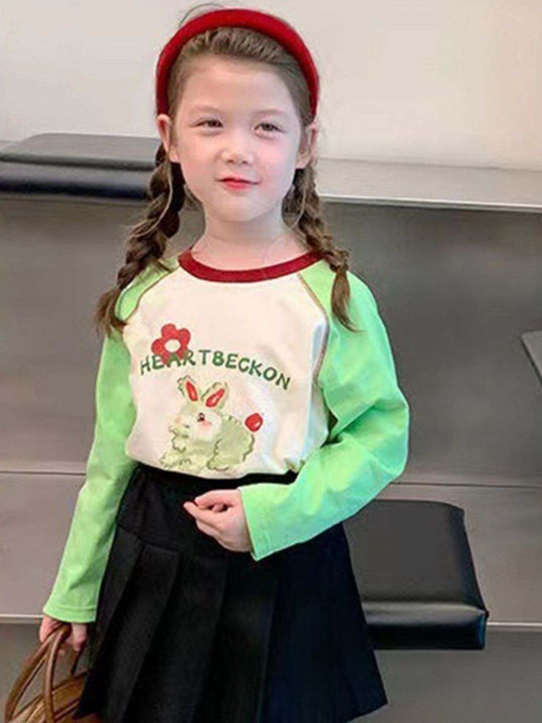 LULU & SKY Girls Striped V-Neck Extended Sleeves Pockets T-shirt-picture-47