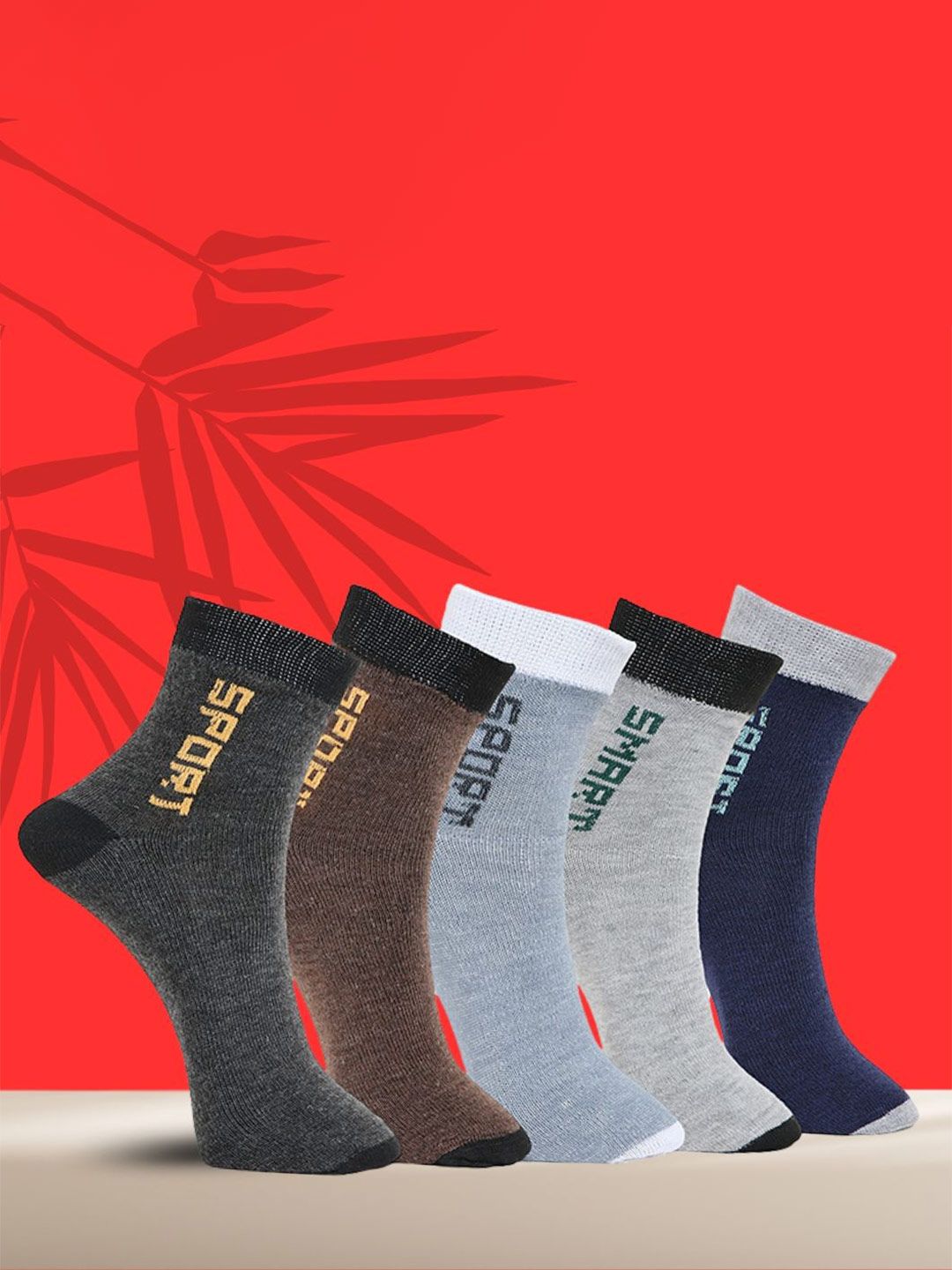 MJE Pack Of 5 Printed Mid Rise Ankle Length Socks-picture-8