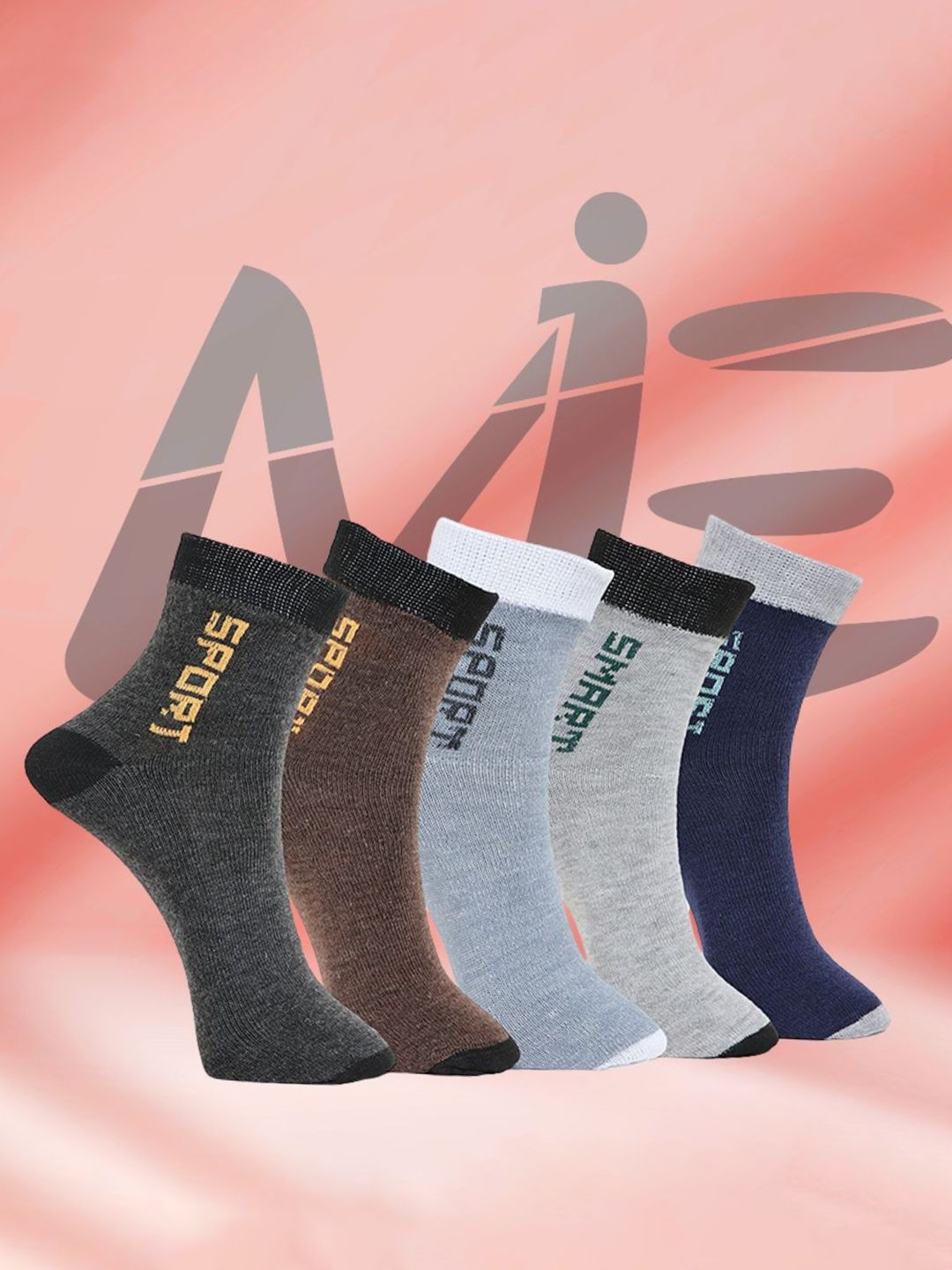 MJE Pack Of 5 Printed Mid Rise Ankle Length Socks-picture-40