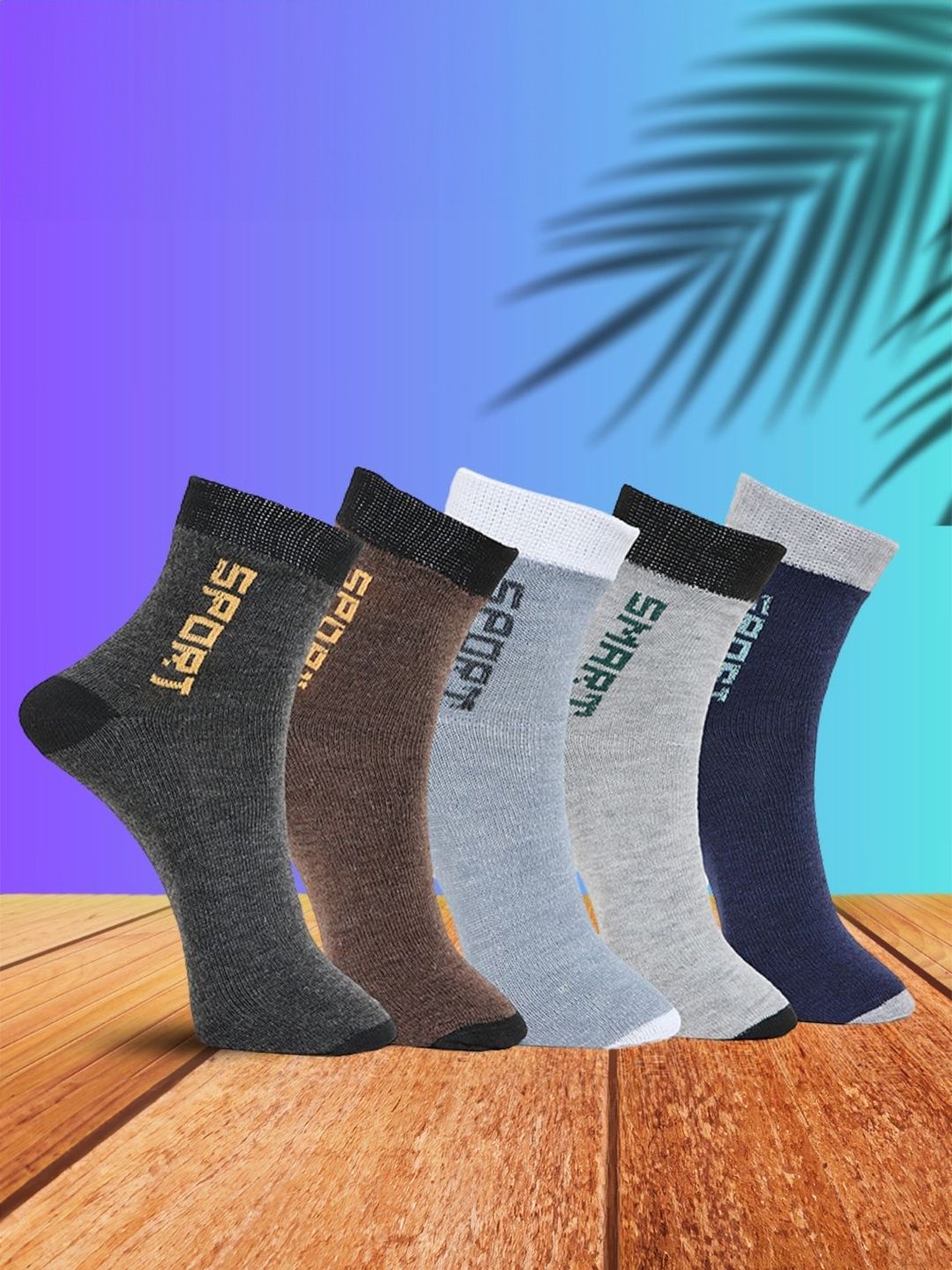 MJE Pack Of 5 Printed Anti-Odour Ankle-Length Socks-picture-19