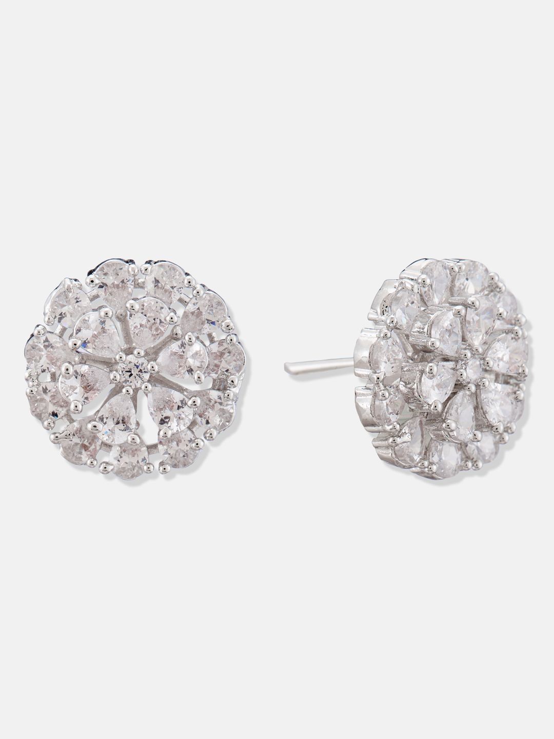 ATIBELLE Set Of 2 Gold-Plated Cubic Zirconia Studded Floral Shaped Studs