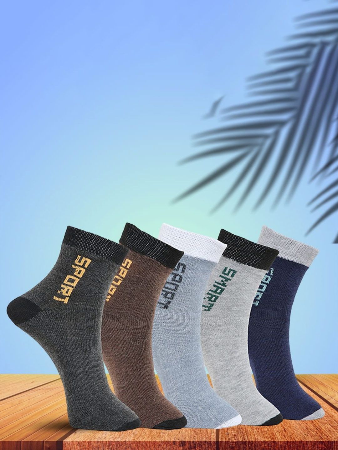 MJE Pack Of 5 Printed Mid Rise Ankle Length Socks-picture-24