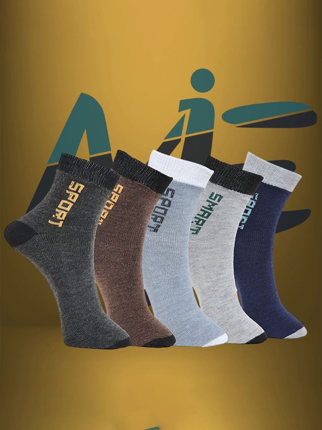 MJE Pack Of 5 Printed Mid Rise Ankle Length Socks-picture-31