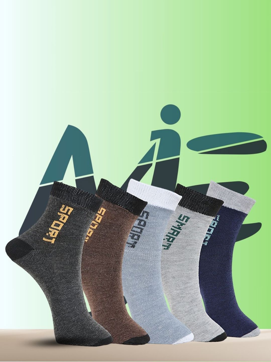 MJE Unisex Pack Of 5 Printed Anti-Odour Ankle-Length Socks-picture-23