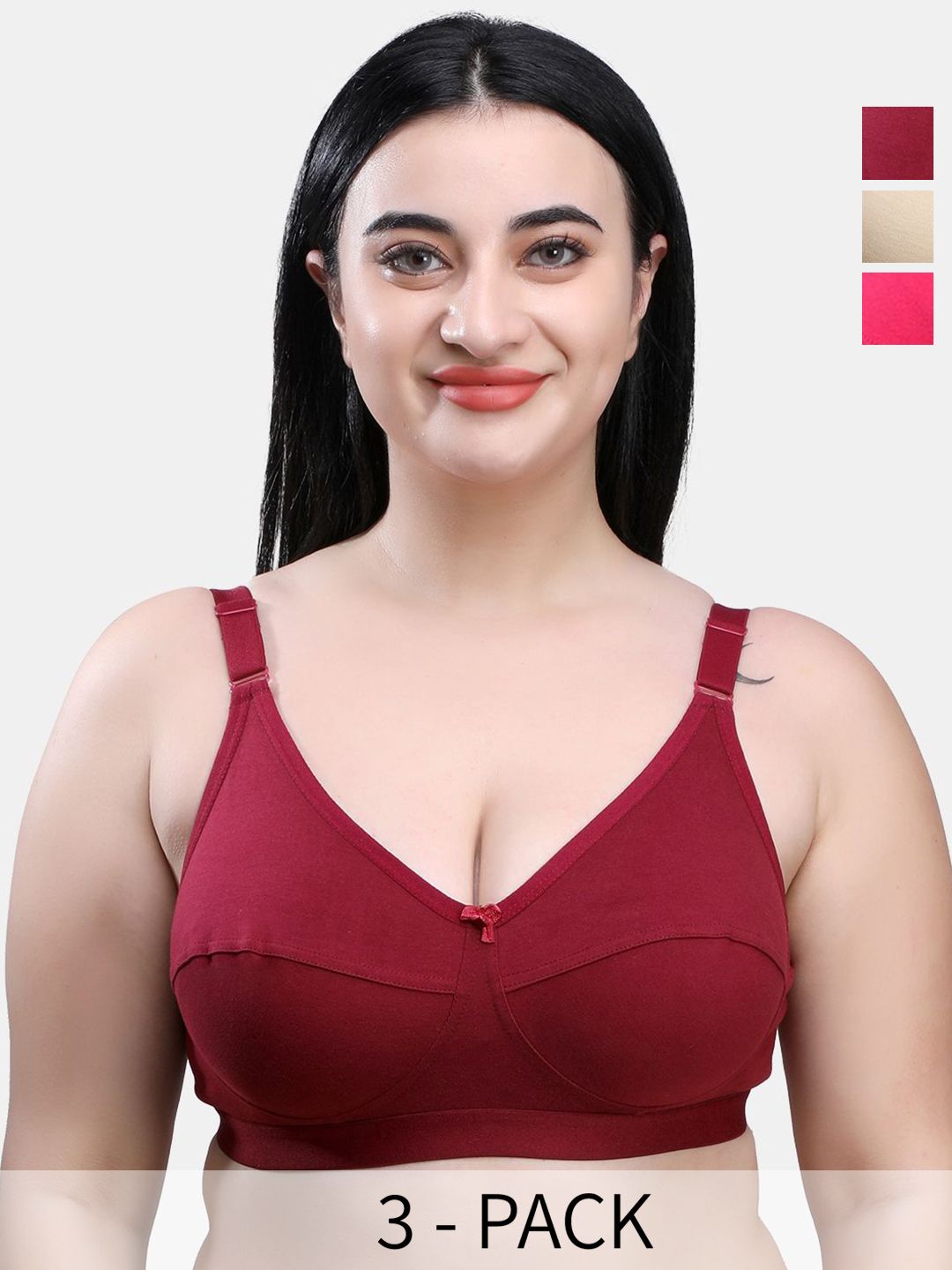 SKDREAMS Women Pack of 3 Full Coverage T-shirt Bra