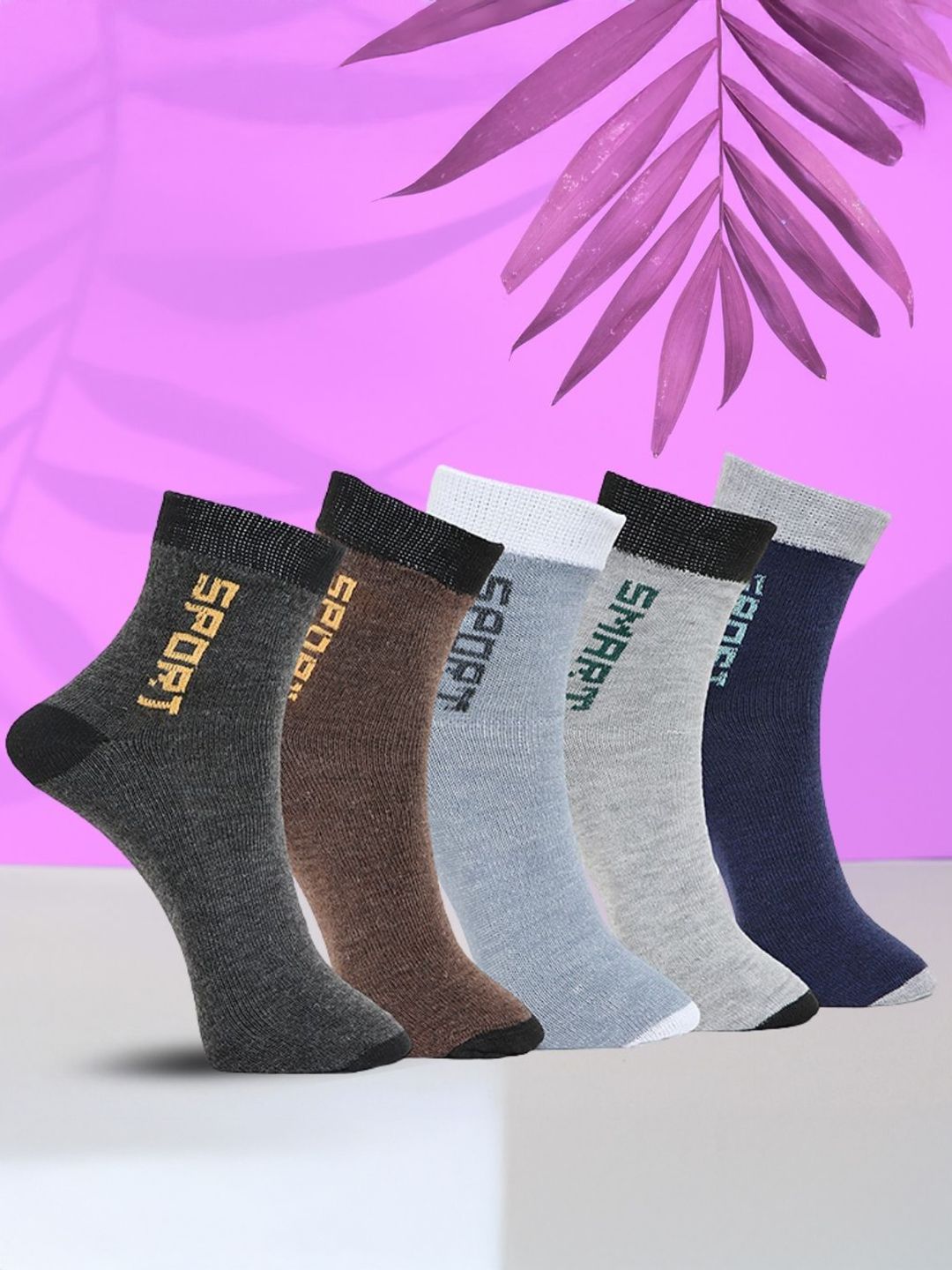 MJE Unisex Pack Of 5 Cotton Ankle Length Socks-image-6