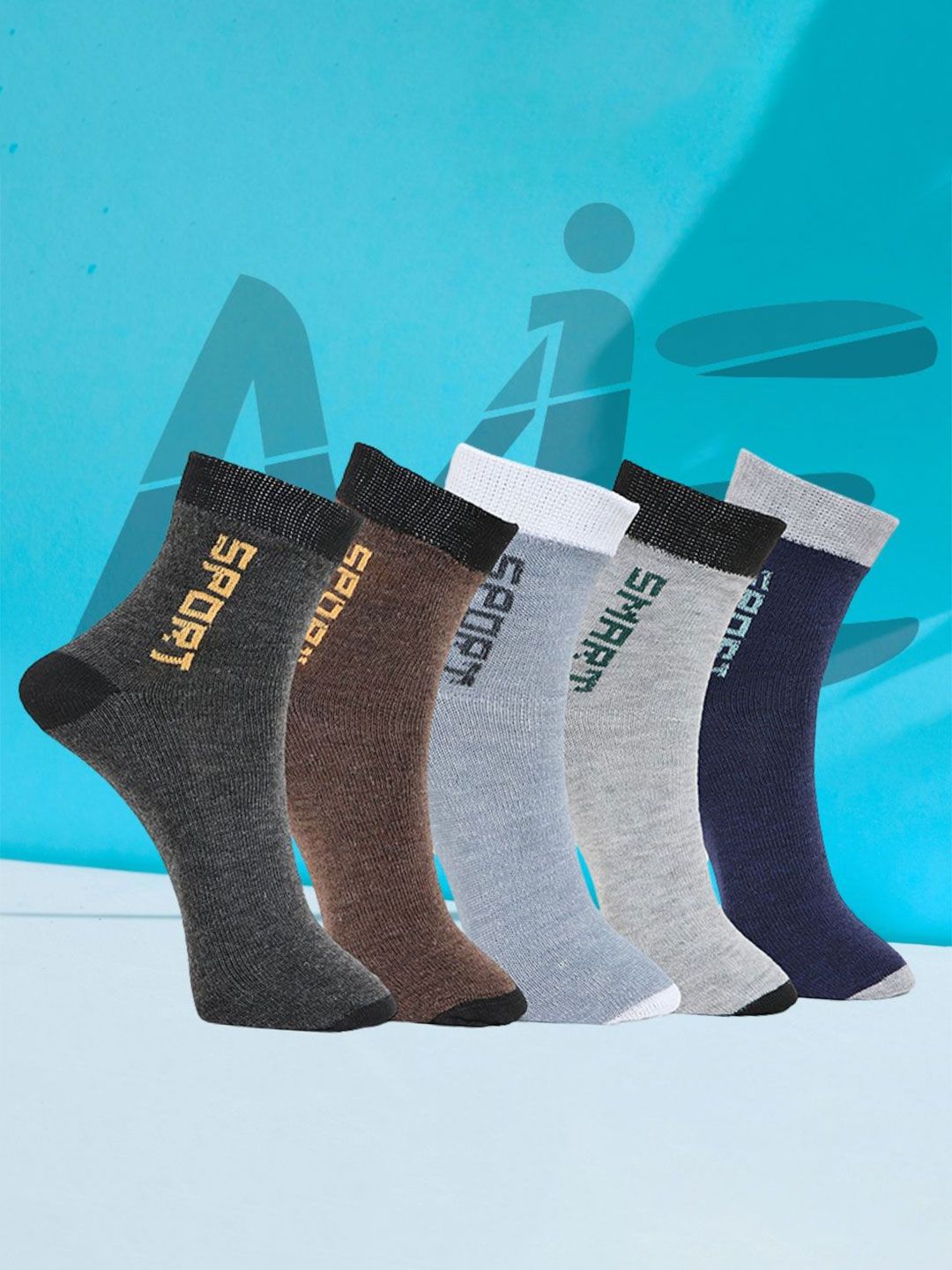 MJE Unisex Pack Of 5 Printed Anti-Odour Ankle-Length Socks-picture-24